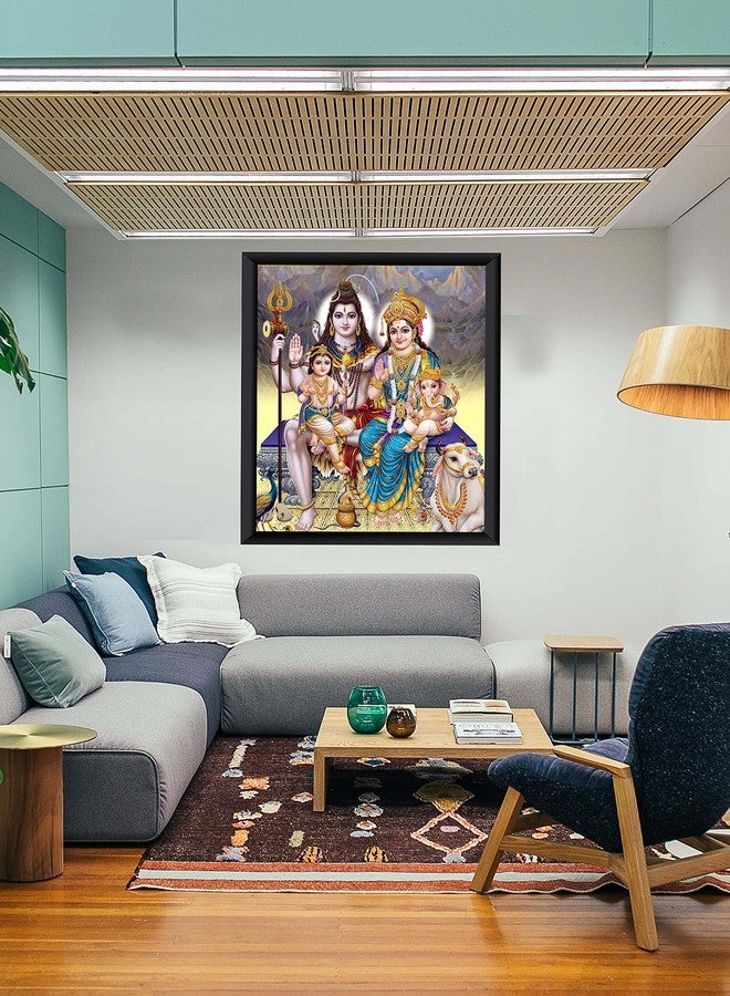 ZIG-ZAG zig zag Lord Shiva & Family Wooden Big Oblong Photo Frame For Wall Hanging, Pooja Room Picture Frame Size Large (16 x 20 inches, Acrylic Glass) - Image 3